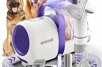 oneisall cane aspirapolvere con spazzola, forte potenza di aspirazione cane spazzola aspirapolvere con 12000 Pa, succhia il 99,99% dei peli di animali domestici (1,5L) con 4 accessori per la cura – B0C655Q2V5