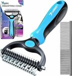 Candure Spazzola per Cani, Pettine Gatti per Pelo Acciaio Inossidabile 17+9 Doppia Faccia Strumento di Deshedding Animali per Cane Pelo Lungo, Medio e Corto (Blu) – B08JHTC1LY