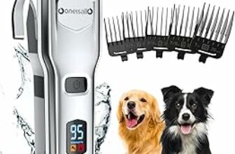oneisall Tosatrice per cani pelo lungo professionale, IPX7 impermeabile Rasoio per cani/Gatti con potente motore a 6700 giri/min, adatto per peli di animali domestici spessi e opachi (Argento) – B09QFRN3D5