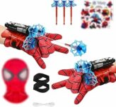 Set di 2 Spid-er Guanti per Bambino, Spara Ragnatele Spiderm, Spiderm Glove Launcher Set, con Maschera Spid-er e Tatuaggi, Cosplay Giocattoli da Polso, Giochi Bambino 3+ Anni – B0FK4XYT17