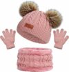 beifon Cappello a Maglia Bambini Invernale Sciarpa Guanti Berretto in Maglia con Pompom Ragazzi Berretto Sciarpa Beanie Cappello Scaldacollo per Ragazzo e Ragazza（3-8 Anni） – B09DFX16VK