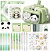 Astuccio Scuola Panda Grande Capacità, Forniture Scolastiche Kawaii con Astuccio Panda Verde, Evidenziatori, Penne Gel, Nastri Correttori & Righelli, Set di Cancelleria per Studenti – B0F8N4KL2H