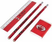 AC Milan Set Cancelleria per la Scuola, con 2 Matite, 1 Righello da 15cm e 1 Gomma, Prodotto Ufficiale – B0D7CPQ442