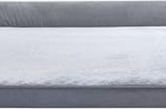 Amazon Basics Lettino per Cane e Animali Domestici, Simile a Un divanetto, in Schiuma, con Fodera Rimovibile, Adatto per Il Soggiorno, Grigio, 112 x 89 x 20 cm (L x W x H) – B0DH4HP429