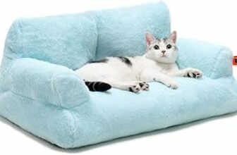MEWOOFUN Cuccia grande per gatti, 66 x 48 cm, soffice e morbido, per cani e gatti di medie e piccole, graziosa cuccia per gatti con fondo antiscivolo (Blu) – B0C5R3R5SW