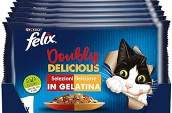 Felix Purina Le Ghiottonerie Doubly Delicious Cibo Umido per Gatti con Manzo e Pollame, Tacchino e Fegato, 48 Buste da 85 g – B08YD4968F