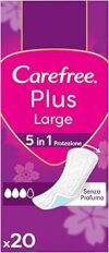 Carefree Salvaslip Plus Large Senza Profumo, Salva slip donna extra ampio con protezione 5in1 per 8h di sensazione di asciutto, Assorbenti senza profumo ultra sottili per uso quotidiano, 20 salvaslip – B0F9YRR5V4