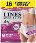 Lines Specialist Pants Lady Discreet, Mutande Assorbenti per Incontinenza Donna, Vita Bassa, Femminili e Discreti, Zero Odore e Barriere Laterali Protettive, Taglia M, 2 Confezioni da 8 Unità – B01N0TONKK