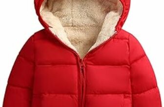 Loalirando Cappotto Bambino Unisex Invernale con Cerniera e Cappuccio in Tinta Unita, Giubbino Bimbo Carino Orecchie di Orso, Giacca Imbottita Antivento Regalo – B09FL4YJ5S