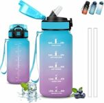 Borraccia- 0,5 litri- Borraccia Bambini, Bottiglie con Cannuccia, Senza Perdite, Borracce Motivazionale, Facile da Pulire, Borraccie con Orari per Bere, Con Chiusura di Sicurezza, per Scuole, Corsa – B0F4XMHL2B