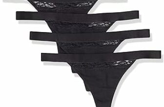 Amazon Essentials Intimo Perizoma in Cotone e Pizzo Donna, Pacco da 4 – B09GBMPVWG