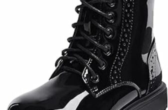 DREAM PAIRS KIDS Stivaletti Stringati per Bambina Stivali da Combattimento da Equitazione per Ragazze a Metà Polpaccio – B09YXW7B14