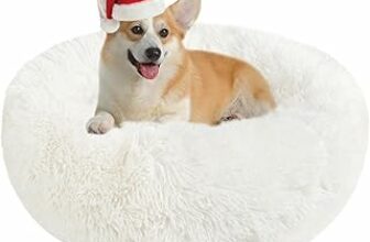 Cuccia Gatto Cane Antistress Morbida – Cuscino Pelosa per Cani Gatti Interno Nuvola Soffice Peluche Rotondo da Ciambella, Letto Pelosa per Animale Domestico Piccola Media (L-60cm/23.6in, Bianca) – B0CB3NM4BT
