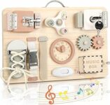 Joyreal Pannello Sensoriale Bambini Montessori Legno – Busy Board Giochi Montessori Tavola Sensoriale con Carillon Specchio Neonati Giochi Educativi Regalo – B0CTZTYYV6