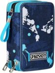 Seven Astuccio 3 Scomparti, Blu, Triplo Scomparto, Completo di Matite, Pennarelli, Colori, Accessori Zaino, Elementari, Medie, Superiori, Bambino e Ragazzo – B0D31NJN1X