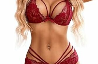 Avidlove Set Intimo da Donna Set Intimo Sexy in Pizzo Babydoll Lingerie per Reggiseno Push up e Slip Halter Lingerie da Donna con Scollo a V – B0D6YMZM8N