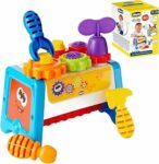 Chicco Cassetta degli Attrezzi 2 in 1, Banco da Lavoro per Bambini con Attrezzi Giocattolo, Gioco STEM con 15 Pezzi tra Cui Martello, Cacciavite e Chiave Inglese – Giochi Educativi 1 Anno – 3 Anni – B0FVMM98RB