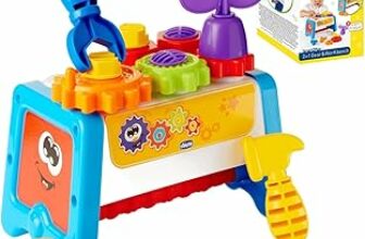 Chicco Cassetta degli Attrezzi 2 in 1, Banco da Lavoro per Bambini con Attrezzi Giocattolo, Gioco STEM con 15 Pezzi tra Cui Martello, Cacciavite e Chiave Inglese – Giochi Educativi 1 Anno – 3 Anni – B0FVMM98RB