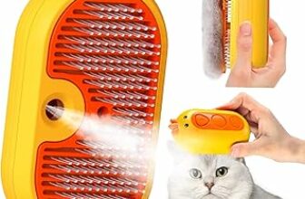 Spazzola a Vapore per Gatti Con Pulsante di Rilascio, Ricaricabile Spazzola Vapore per Peli Lunghi e Corti Gatti Cani Conigli, Autopulente per la Cura Della Muta Degli Animali Domestici – B0D766JGJ7