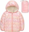 Kids4ever Cappotti per bambine Giacca invernale per bambine Cappotto imbottito con cappuccio Giacca trapuntata per bambini Tuta da neve calda e brillante Antivento Capispalla 4-12 anni – B0DCJMHQB2
