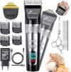 Gimars 4-in-1 Tosatrice Silenziosa per Cani Professionale, Rasoio per Cani 7000 RPM, Kit Toelettatura Animale Domestico Senza Fili, Tosatore Elettrica per Gatti Pelo Lungo Ricaricabile USB, Argento – B0DM1VMHNN