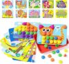AMOSTING gioco chiodini per bambini 2, 3 anni, gioco di abbinamento colorato, giocattoli prima infanzia, puzzle regalo di compleanno per bambino-20 carte e 46 pulsanti – B08ZS6V988