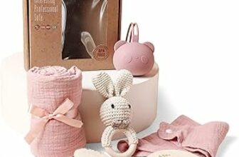 WOODEN TEETHER Set regalo per bambino, neonato regalo bambino Set nascita festa neonato regalo giocattoli (rosa set, Ohne Name) – B0C9DNXTWC