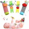 Vicloon Baby Rattle, 4 Pack Neonato Sonagli Calzini da Polso a Sonaglio per Bambini, Sonagli sensoriali, Giocattoli Soffici – 0-6 Mesi – B097DKS2XB