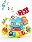hahaland Giochi Musicali Bambini 6 Mesi – Giocattolo Attività Pianoforte Elefante con Musica e Luci, Pianola Neonato 6 9 12 Mesi Tastiera Educativa Neonata 1 anno – B08X126LFP