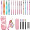 Set di 6 Penne Cancellabili per Scuola Elementare, 4 Evidenziatori, 4 Portamine, 1 Astuccio, Regalo per Bambina, Rosa – B0FDKDYPBL