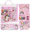 OFFCUP Set Di Cancelleria per Unicorno, Cancelleria per Regalo Bambina, Regalo Di Compleanno per Bambini, Include Astuccio, Matita, Matita Colorata, Pastello, Gomma, Temperamatite e Taccuino – B0CJ6Q4NW5