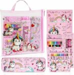 OFFCUP Set Di Cancelleria per Unicorno, Cancelleria per Regalo Bambina, Regalo Di Compleanno per Bambini, Include Astuccio, Matita, Matita Colorata, Pastello, Gomma, Temperamatite e Taccuino – B0CJ6Q4NW5