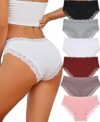 ALL OF SHE 6 Pezzi di Biancheria Intima da Donna in Cotone Brasiliano, Slip in Pizzo Morbido Hipster Sexy Panties Mutande da Donna morbide, Taglie Confezione S-2XL – B0DXZHC4BW