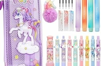 Set Scuola Cancelleria Aesthetic, Astuccio Unicorni con 20+ Forniture Scolastiche, 4 Evidenziatori | 4 Penne Gel | 4 Matita Meccanica, Unicorno Bambina Regalo, Viola – B0FGHV4BYR