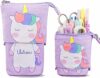 Astuccio Telescopico per Matite a Forma di Unicorno per Bambina e Bambino, Telescopica Astuccio Portapenne in Tela per Bambini, Ragazze e Ragazzi, Viola – B08LTZWCQD