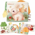 hahaland Libri di Stoffa Neonati 0-6 Mesi – Morbidi Animali Interattivi Libretto Tattile con Specchio – Giochi da Passeggino Tummy Time Sensoriali Bimbo Bimba – B0CYP7CTB5