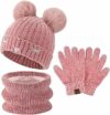 Bequemer Laden Bambino Bambina Invernale Termico Cappello Berretto Beanie con Pompom Sciarpa Scaldacollo in Maglia Guanti Touch Screen Set per 3-10 Anni Bambini – B09CTHBQLF