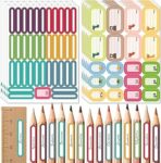 LEMESO Etichette Adesive Personalizzate Scuola 290pz, 3 Formati (0.8×4.8cm, 2.9×4.8cm, 2×2.9cm) per Matite, Quaderni, Lavabili, Adesivi da Scrivere Nome e Data per Bambini, Genitori – B0FBRRHWDY