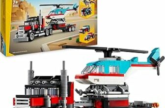 LEGO Creator 3 in 1 Autocarro con Elicottero, Giochi per Bambini e Bambine da 7 Anni, Camion Giocattolo Ricostruibile in Aereo e Cisterna o in Auto da Corsa e SUV, Idea Regalo di Compleanno 31146 – B0CFVYPKGB