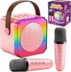 Karaoke con Microfono, Regalo Compleanno Bambina 3-12 Anni, Karaoke per Bambini con 2 Microfoni Wireless, Luce LED e Cambia Voce, Giocattolo Karaoke per Ragazzi e Ragazze 3-15 Anni – B0D49941SW