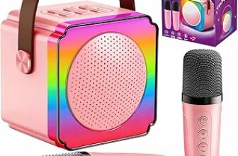 Karaoke con Microfono, Regalo Compleanno Bambina 3-12 Anni, Karaoke per Bambini con 2 Microfoni Wireless, Luce LED e Cambia Voce, Giocattolo Karaoke per Ragazzi e Ragazze 3-15 Anni – B0D49941SW