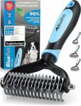 BluePet Spazzola per Cani e Gatto a Pelo Lungo e Medio, Pettine Cane e Gatti, Cardatore Sottopelo, Spazzole Doppia Faccia Togli Peli Morto & i Nodi, Deshedding Animali, Stripping Pet Brush, Slanatore – B01M3XECYX