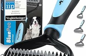BluePet Spazzola per Cani e Gatto a Pelo Lungo e Medio, Pettine Cane e Gatti, Cardatore Sottopelo, Spazzole Doppia Faccia Togli Peli Morto & i Nodi, Deshedding Animali, Stripping Pet Brush, Slanatore – B01M3XECYX