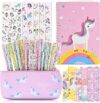 Cancelleria per Unicorno, 20pz Penne per Unicorno Simpatico Regalo, 1pz Notebook per Materiale Scolastico, 6pz Adesiva Regalo Compleanno Bambini Ragazze – B08CX72B9Y