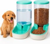Edipets, Dispenser Cibo Gatti, Cani, Automatico, 2 Unità, 3.8L, Dispenser di Crocchette e Acqua per Animali Domestici (Verde) – B09QXFF2BR
