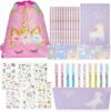 OFFCUP Set Cancelleria Unicorno, 32Pcs per Regalo Bambina, Astuccio con Motivo, Penne Colorate, Matite, Quaderni, Adesivi (Corno di Unicorno) – B0CHF1RQVH
