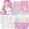 OFFCUP Set Cancelleria Unicorno, 32Pcs Cancelleria per Bambina, Astuccio con Motivo Unicorno, Penne Colorate, Matite, Quaderni, Adesivi, Regalo Bambina – B0BX44NJYH