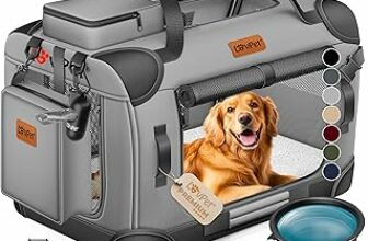 Trasportino per Cani Pieghevole – Box incl. Borsa per Il Trasporto e Ciotola – Per Cani e Gatti – Casetta per Il Trasporto di Animali Domestici, Grigio Chiaro, S – B09V1KCVZY