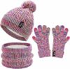 ZASFOU Cappello Invernale Sciarpa Guanti Touch Screen Set per Bambini 3-6-12 Anni Berretto Cappelli in Maglia con Pompon Scaldacollo Guanto Regali per Ragazze Ragazzo – B0CDLNCBMF