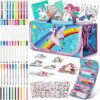 Auney Regalo Bambina 4 5 6 7 8 9 10 Anni,Unicorno Set Cancelleria Bambina,Kit Cartoleria Kawaii include Astuccio Portapenne-Pennarelli Profumati-Pastelli-Penna Neutra-Penne Colorate-Matite (Blu) – B0BGFH88CX